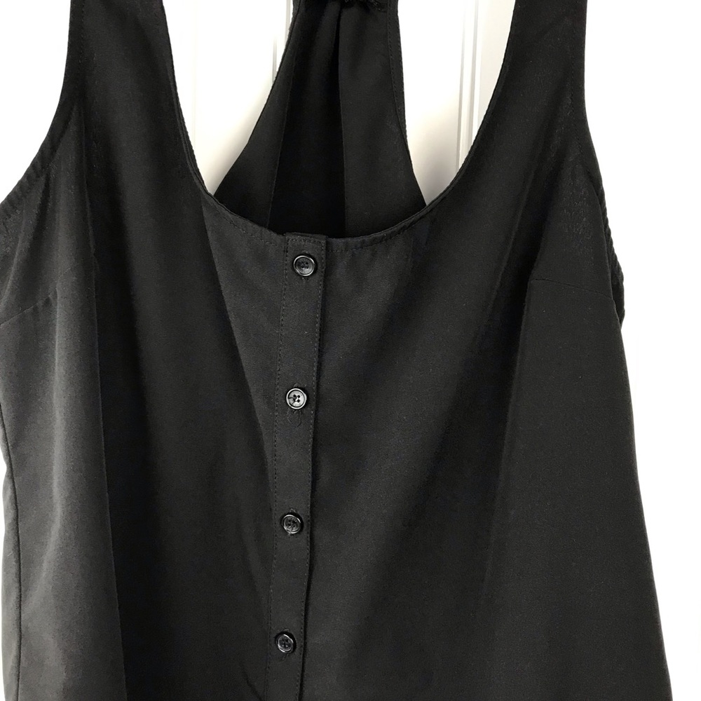 GUESS Black Racer Back Tank Top Button Up - Size S - Picture 2 of 8
